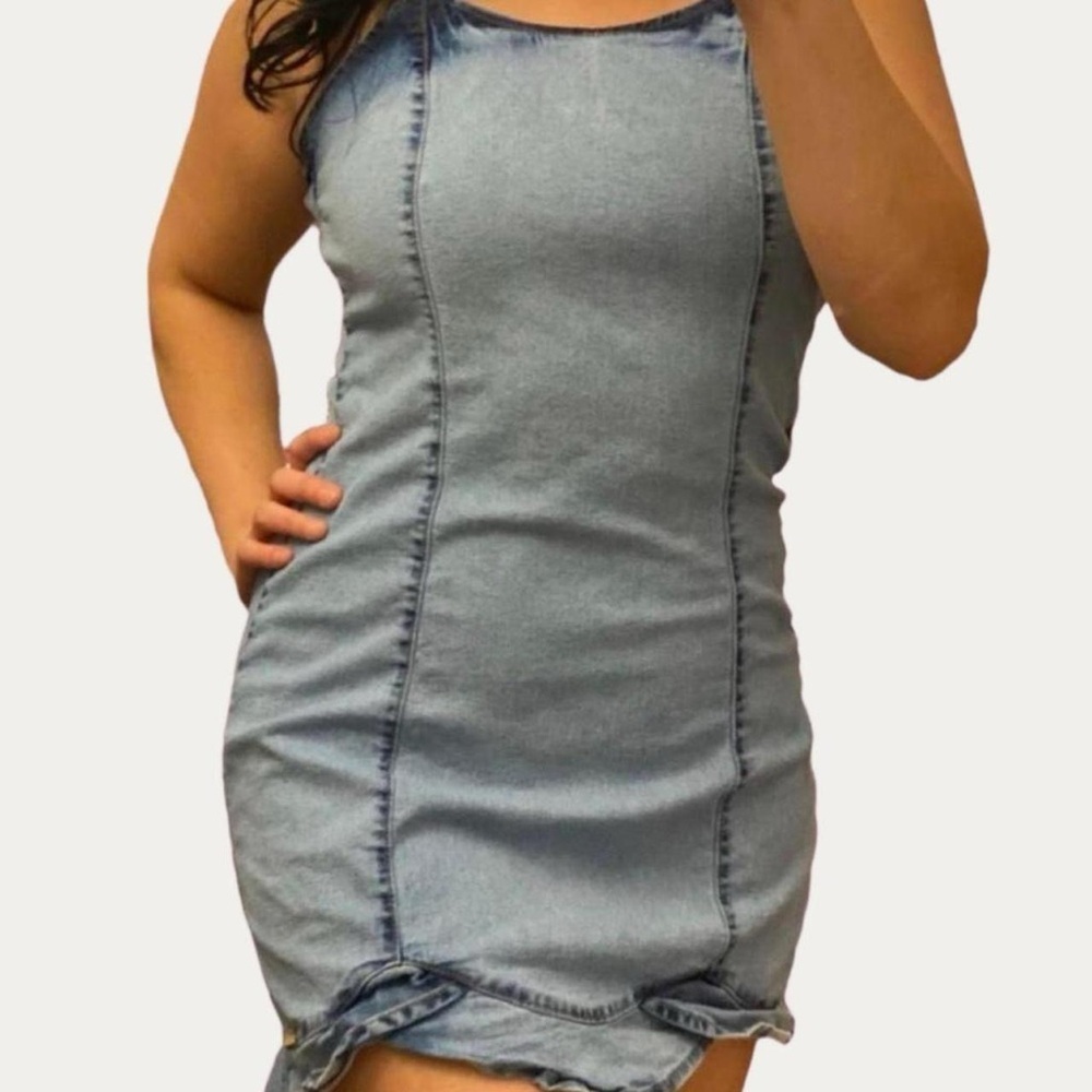 Hercules Brasil Light Wash Denim Bodycon Mini Dress Size 40 S/M